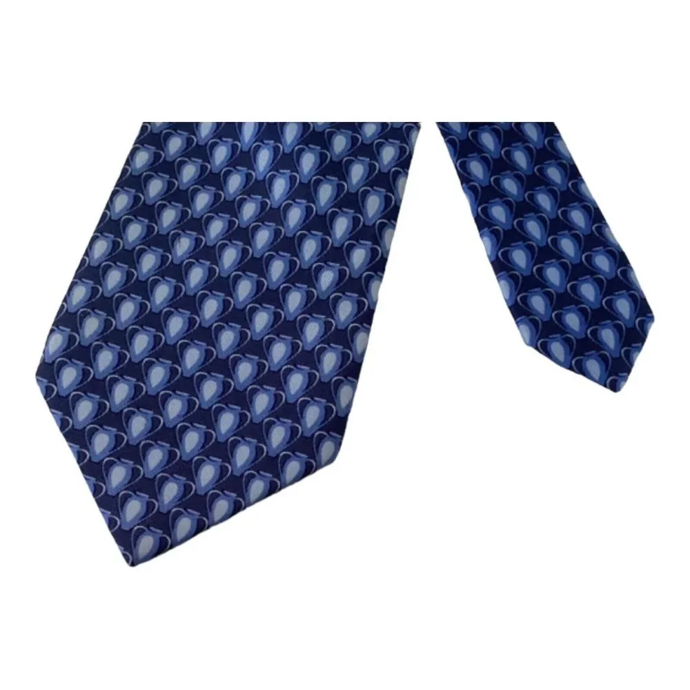 GUCCI Blue Pot Silk Tie Italy 57
